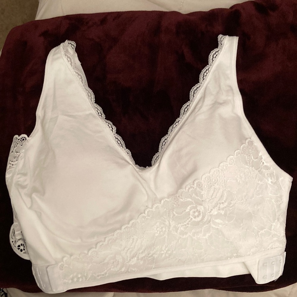 Cara Mia Comfort Lift Support White Bra Padded Criss-Cross Lace Size 2X